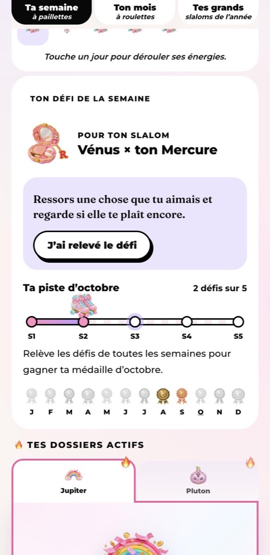 Le défi de la semaine et la collection de médailles