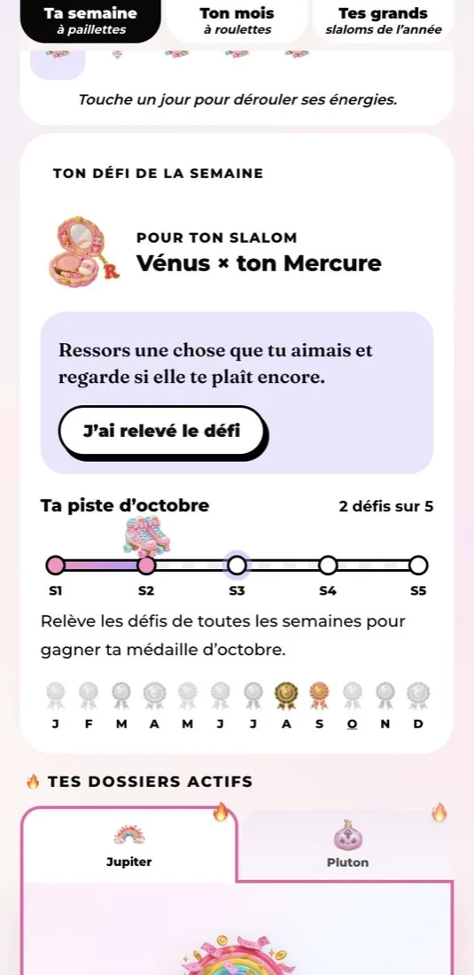 Le défi de la semaine et la collection de médailles